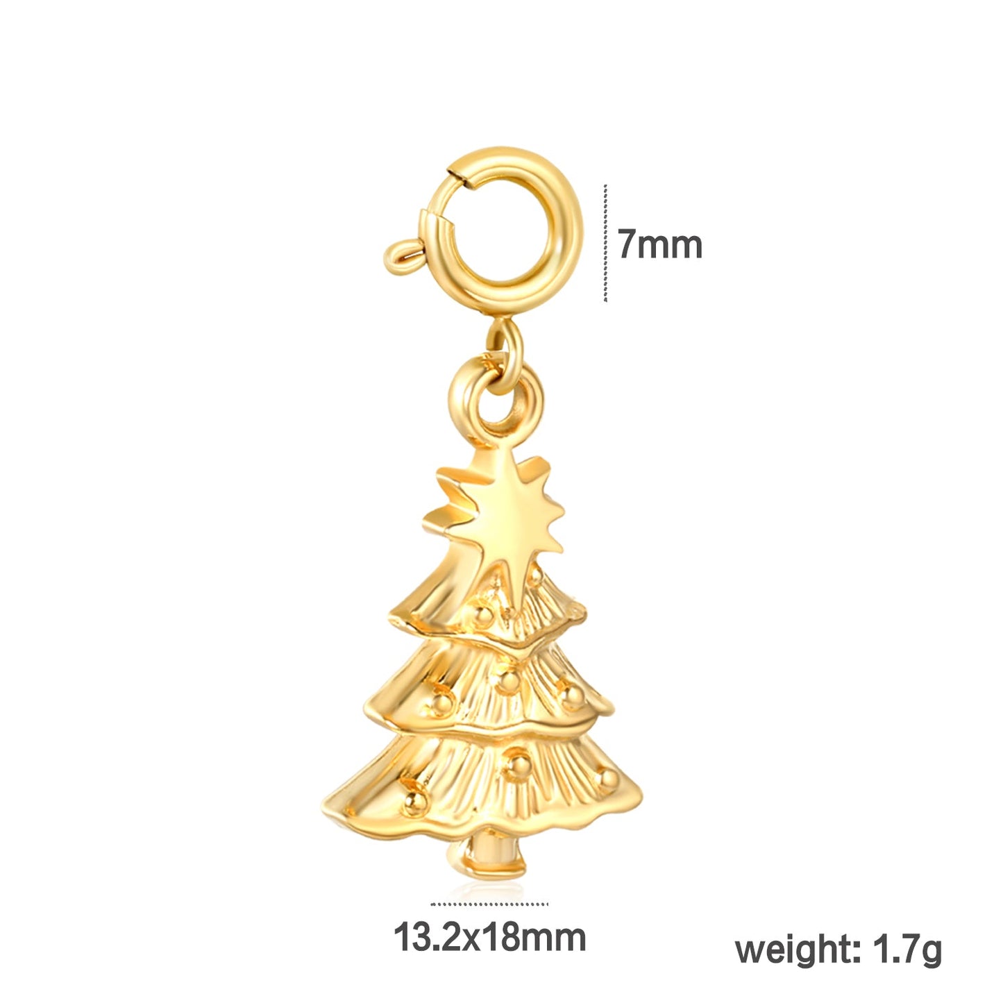 13.2*18mm Christmas Tree 7mm Spring Clip Accessory Gold asonjewelry