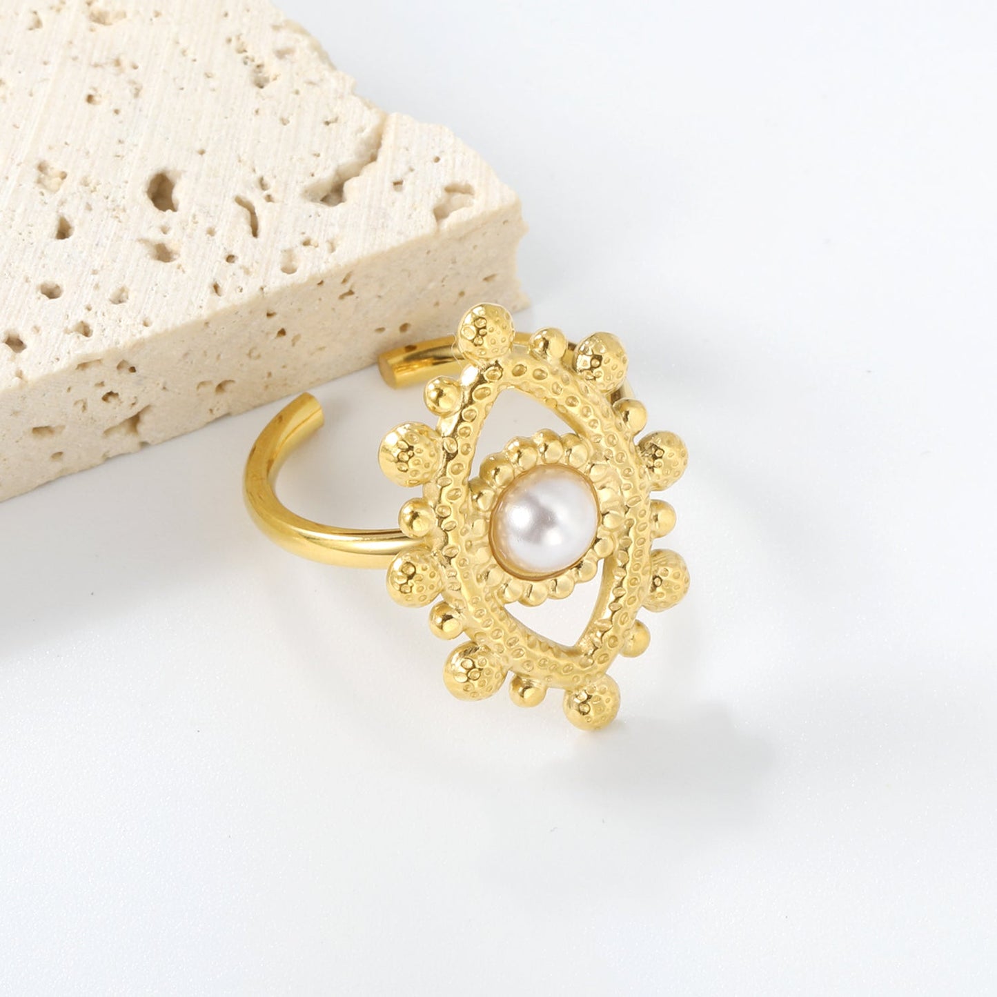 18.4*26.2mm Eye Split Ring Pearl/Turquoise/Malachite/ Golden 8 asonjewelry