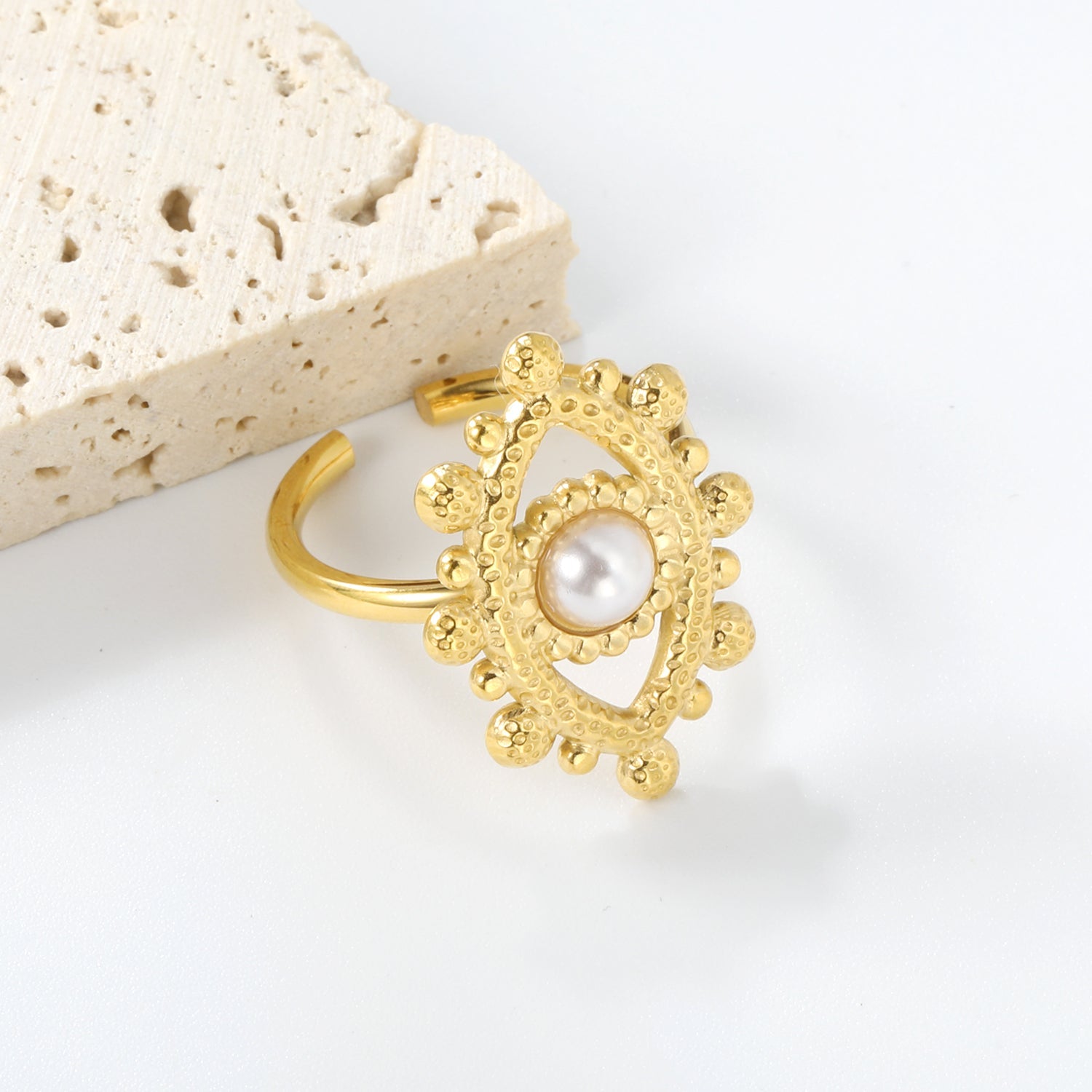 18.4*26.2mm Eye Split Ring Pearl/Turquoise/Malachite/ Golden 8 asonjewelry