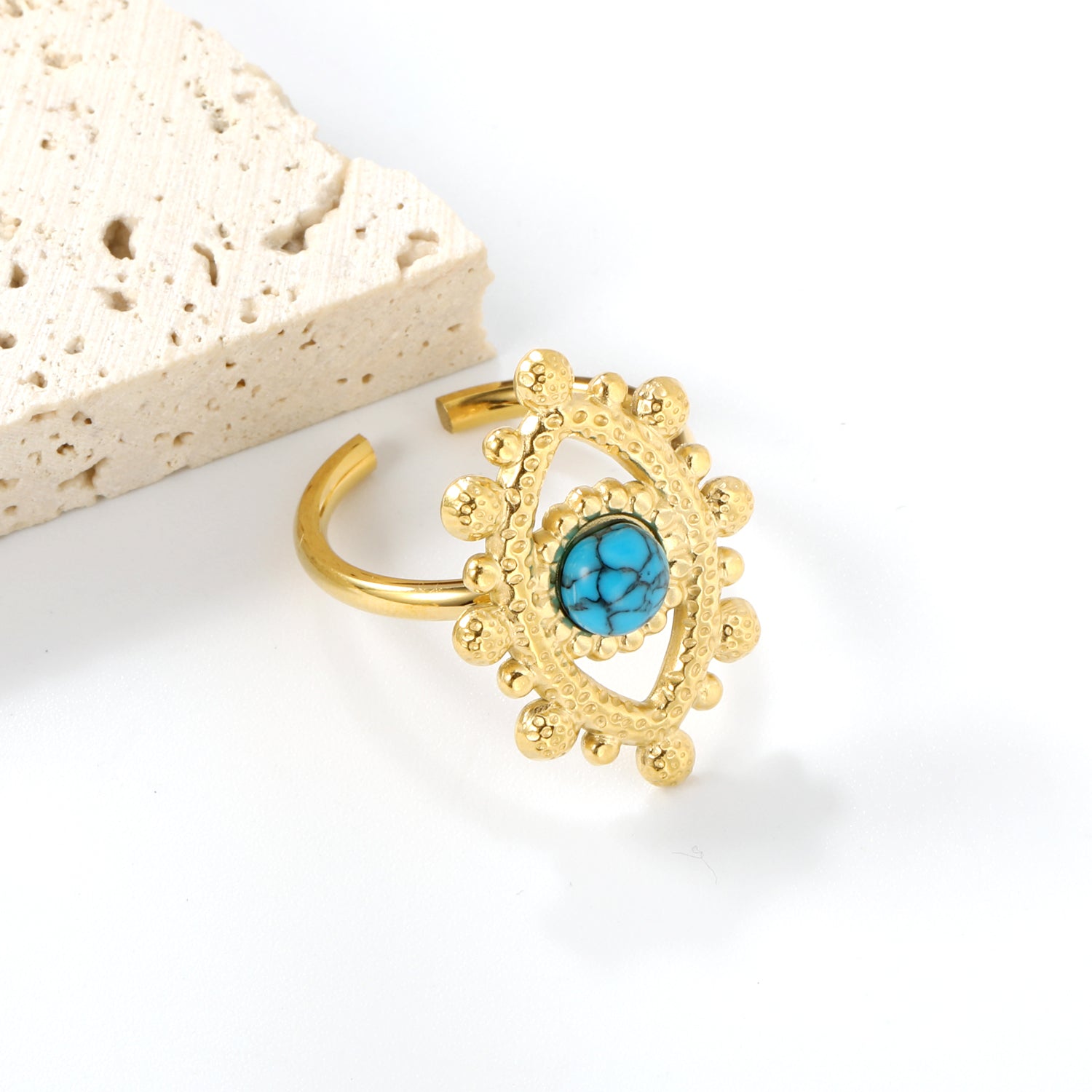 18.4*26.2mm Eye Split Ring Pearl/Turquoise/Malachite/ Golden 8 asonjewelry