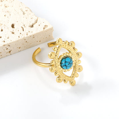 18.4*26.2mm Eye Split Ring Pearl/Turquoise/Malachite/ Golden 8 asonjewelry