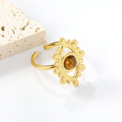 18.4*26.2mm Eye Split Ring Pearl/Turquoise/Malachite/ Golden 8 asonjewelry