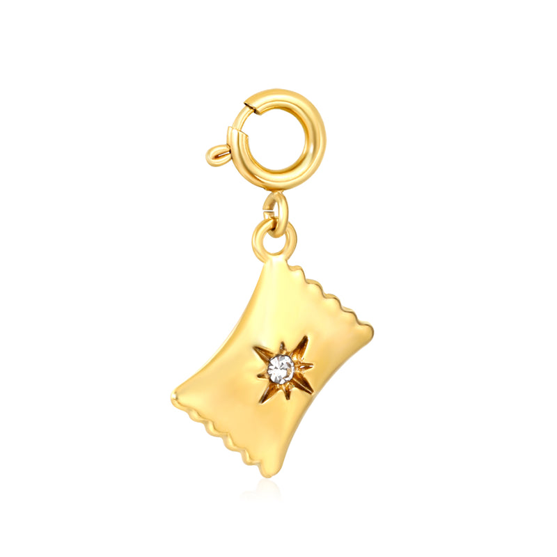9.7*12.8mm Eight-Pointed Star with Diamond Candy 7mm Spring Clasp Accessory Gold