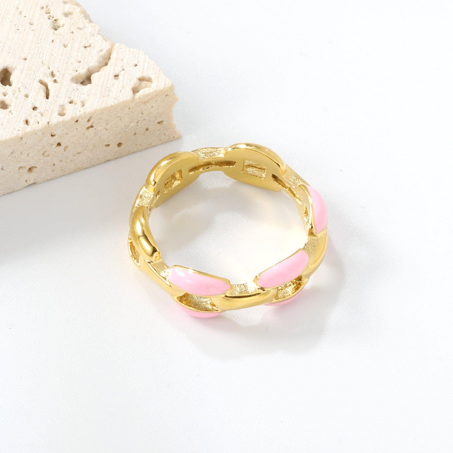 Height 6.5mm Ring-White/Purple/Pink/Blue Oil Drops Gold Color asonjewelry