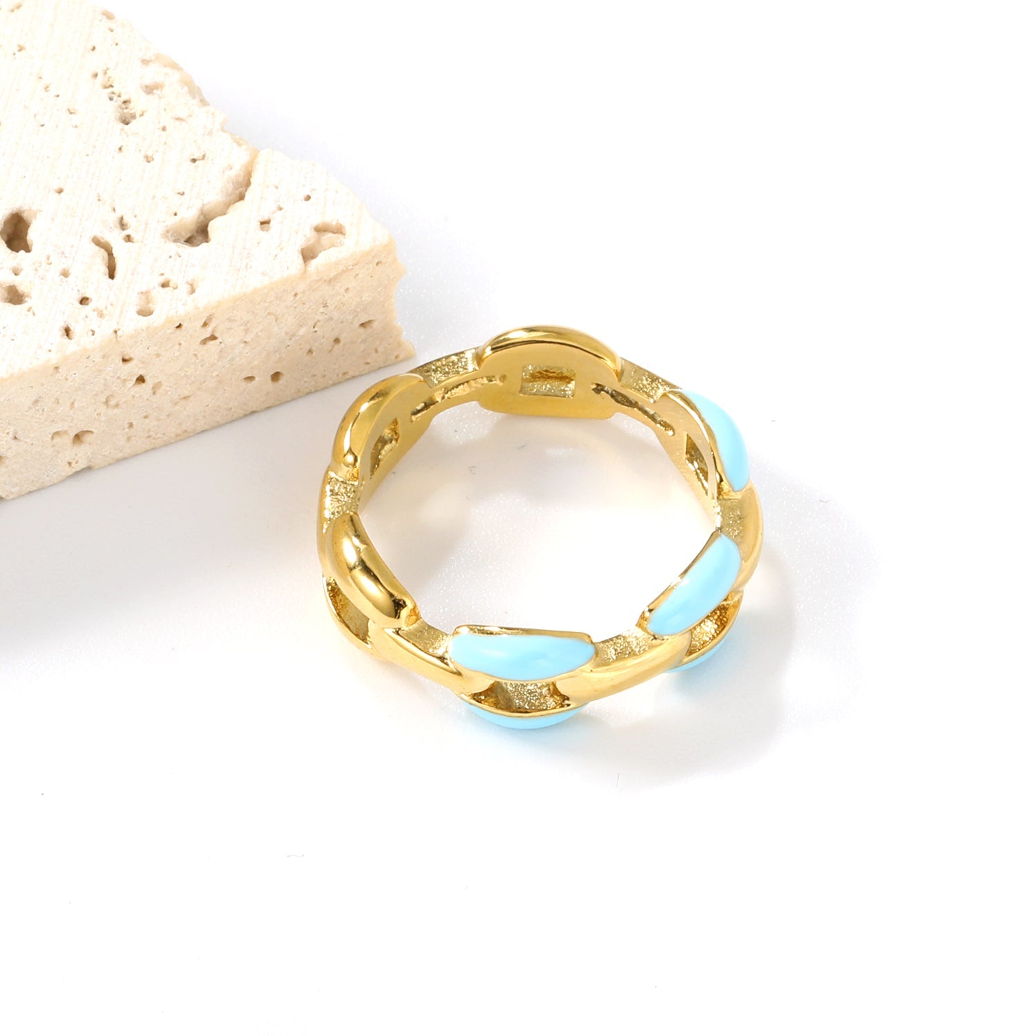 Height 6.5mm Ring-White/Purple/Pink/Blue Oil Drops Gold Color asonjewelry