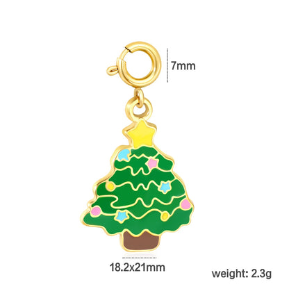 18.2*21mm Teardrop Christmas Tree with 7mm Spring Clip Accessory, Gold asonjewelry