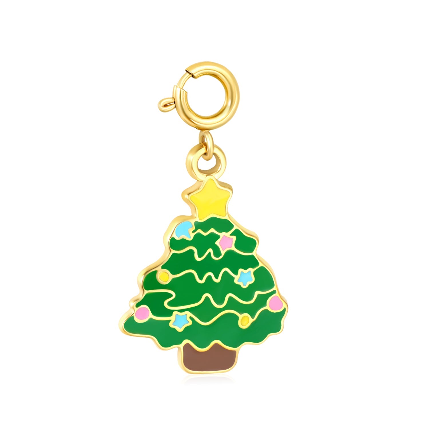 18.2*21mm Teardrop Christmas Tree with 7mm Spring Clip Accessory, Gold asonjewelry