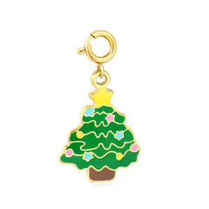 18.2*21mm Teardrop Christmas Tree with 7mm Spring Clip Accessory, Gold