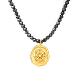 14.6*16.2mm Irregular Oval Halloween Spider Web Pendant 4mm Faceted Bead Chain 43+5cm 6mm Round Tag