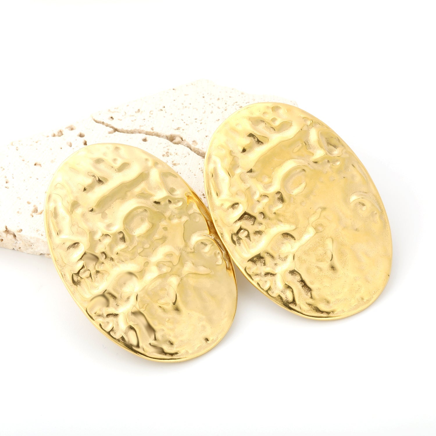 46.2*66.4mm shield textured face earrings gold color asonjewelry