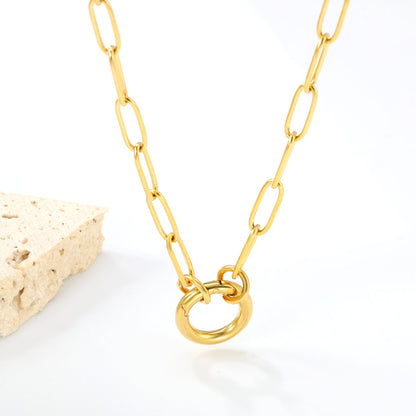 Wire 2.5*outside 14mm round clasp pendant 45cm necklace gold color asonjewelry