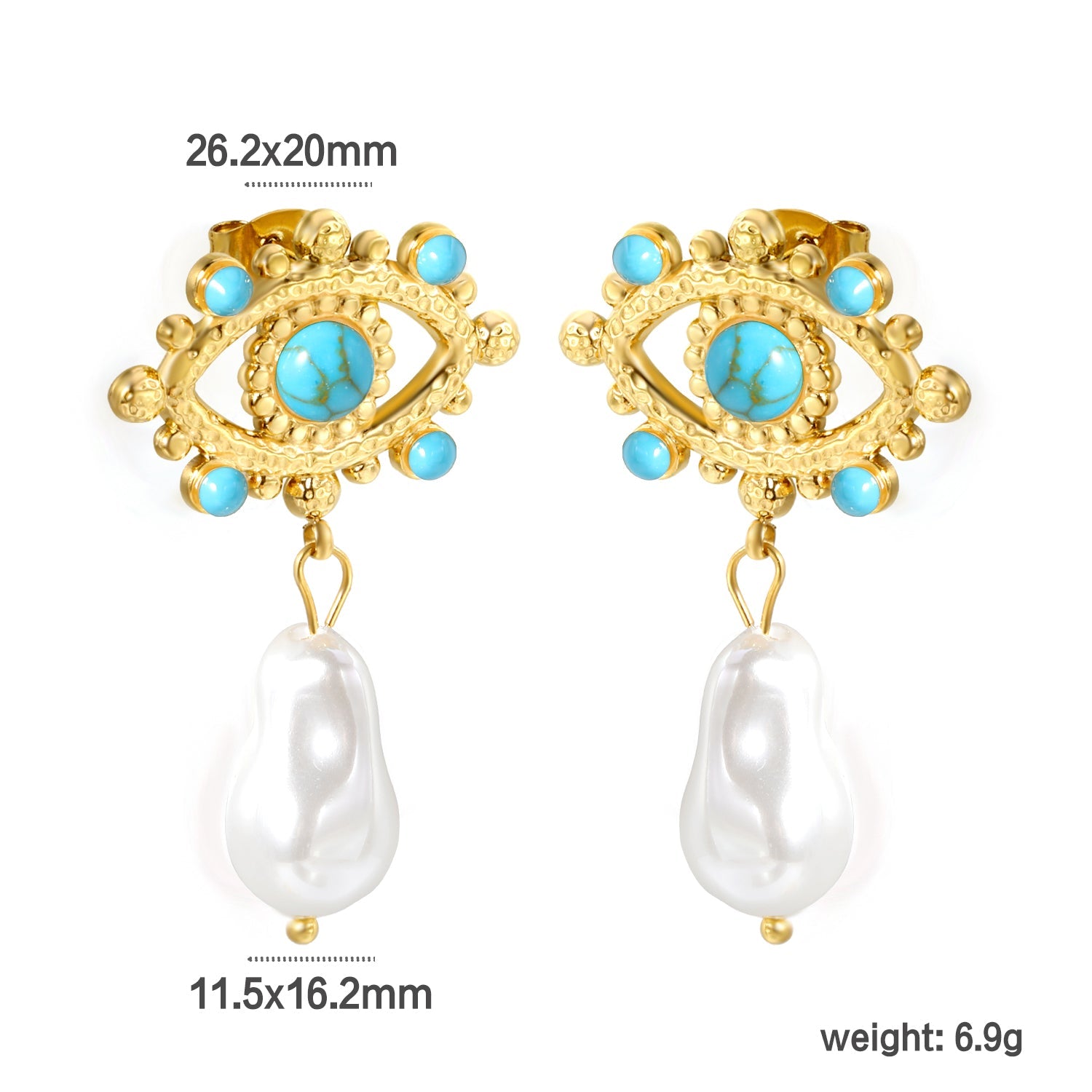26.2*20mm eyelet with imitation pearl +11.5*16.2mm shaped imitation pearl earrings gold color/golden asonjewelry