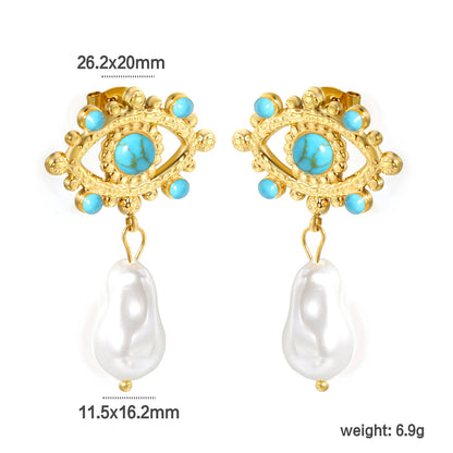 26.2*20mm eyelet with imitation pearl +11.5*16.2mm shaped imitation pearl earrings gold color/golden asonjewelry