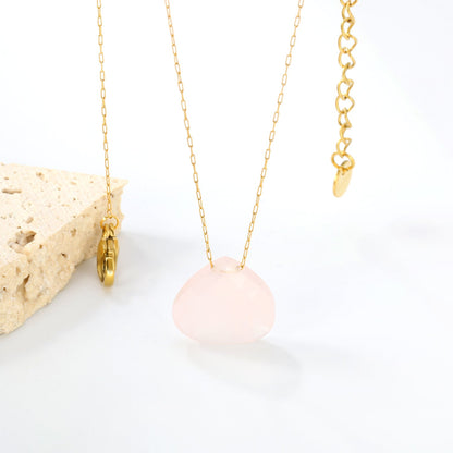 15.3mm Rhodochrosite/Yellow Tiger Stone/Dark Blue Stone/Green Stone/Amethyst/Pink Stone Pendant 0.3 Elongated Chain*40+5cm+6mm Round Plaque Necklace Gold Color asonjewelry