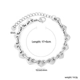 10.5*8.4mm series heart-shaped pendant 17+5cm+6mm round tail brand bracelet, steel color, gold color