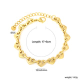 10.5*8.4mm series heart-shaped pendant 17+5cm+6mm round tail brand bracelet, steel color, gold color
