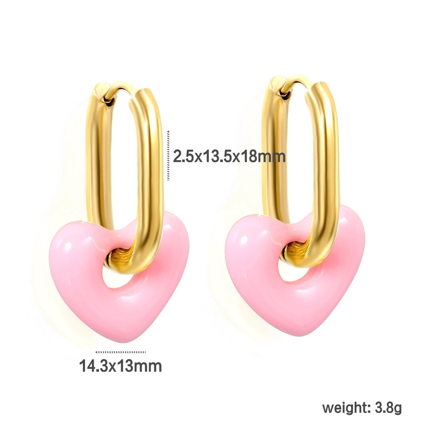 Thick 2.5*W13.5*H18mm oval earrings + 14.3*13mm light blue/pink/red/yellow/purple/navy blue resin heart hoop earrings gold color asonjewelry