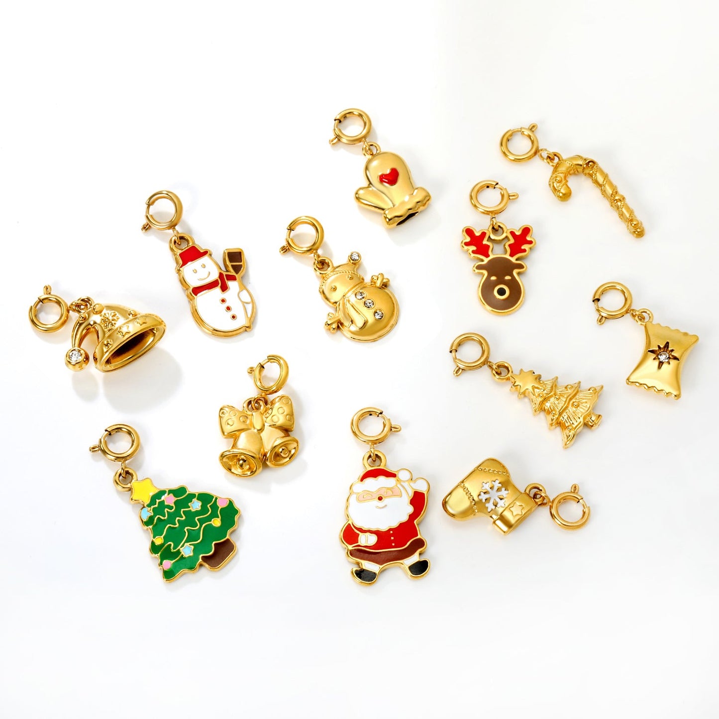 13.2*18mm Christmas Tree 7mm Spring Clip Accessory Gold asonjewelry