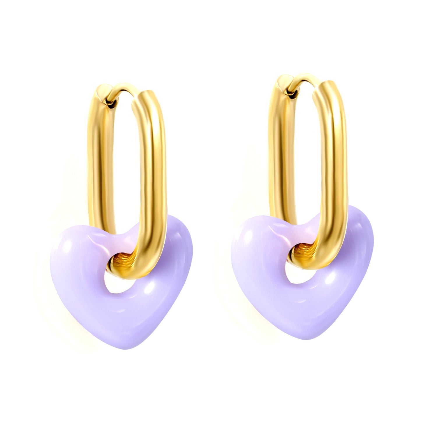 Thick 2.5*W13.5*H18mm oval earrings + 14.3*13mm light blue/pink/red/yellow/purple/navy blue resin heart hoop earrings gold color asonjewelry