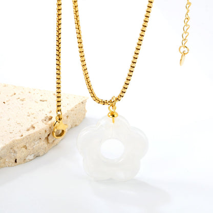 26.7mm Resin White/Red/Blue/Yellow/Coffee/Pink/Peacock Blue/Peacock Green Wreath Pendant 2.0 Square Pearl Chain*40+5cm+6mm Round Plaque Necklace GOLDEN asonjewelry