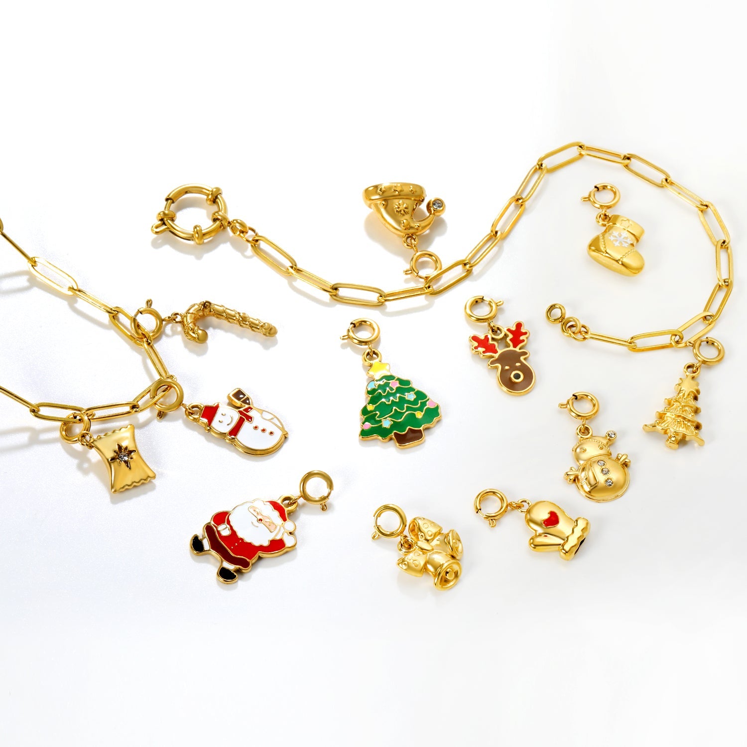 9.7*12.8mm Eight-Pointed Star with Diamond Candy 7mm Spring Clasp Accessory Gold asonjewelry