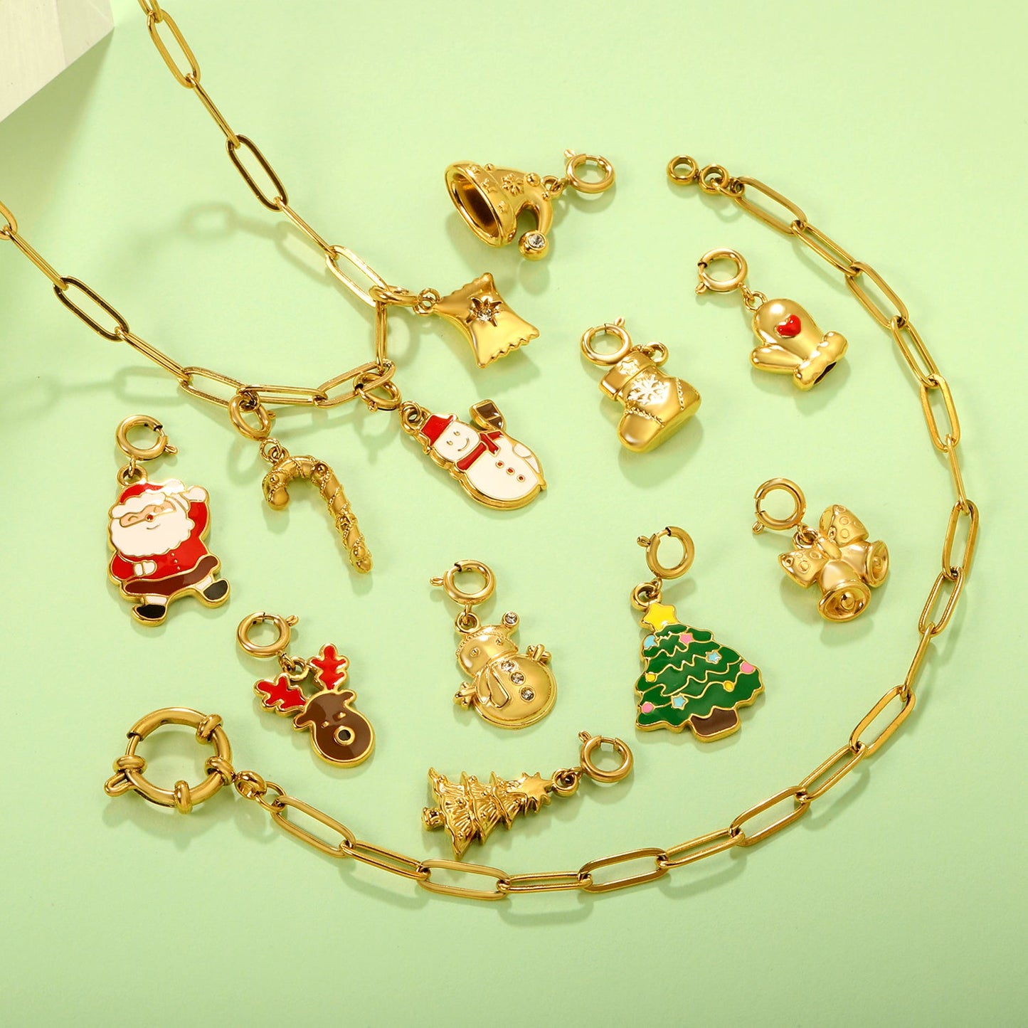 9.7*12.8mm Eight-Pointed Star with Diamond Candy 7mm Spring Clasp Accessory Gold asonjewelry