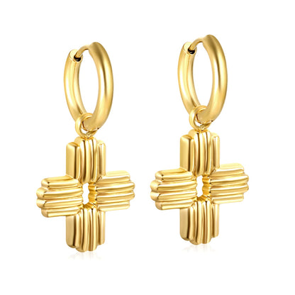 2*10mm circle with 17.2*23mm cross earrings steel color / gold color asonjewelry