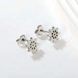 9.2mm Ship's Wheel-Shaped Stud Earrings, Steel/Gold, 10Pcs