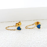 5*5.8mm heart-shaped stick white zirconium/purple drip oil/dark blue drip oil +03 cross chain 30mm accessories earrings gold color