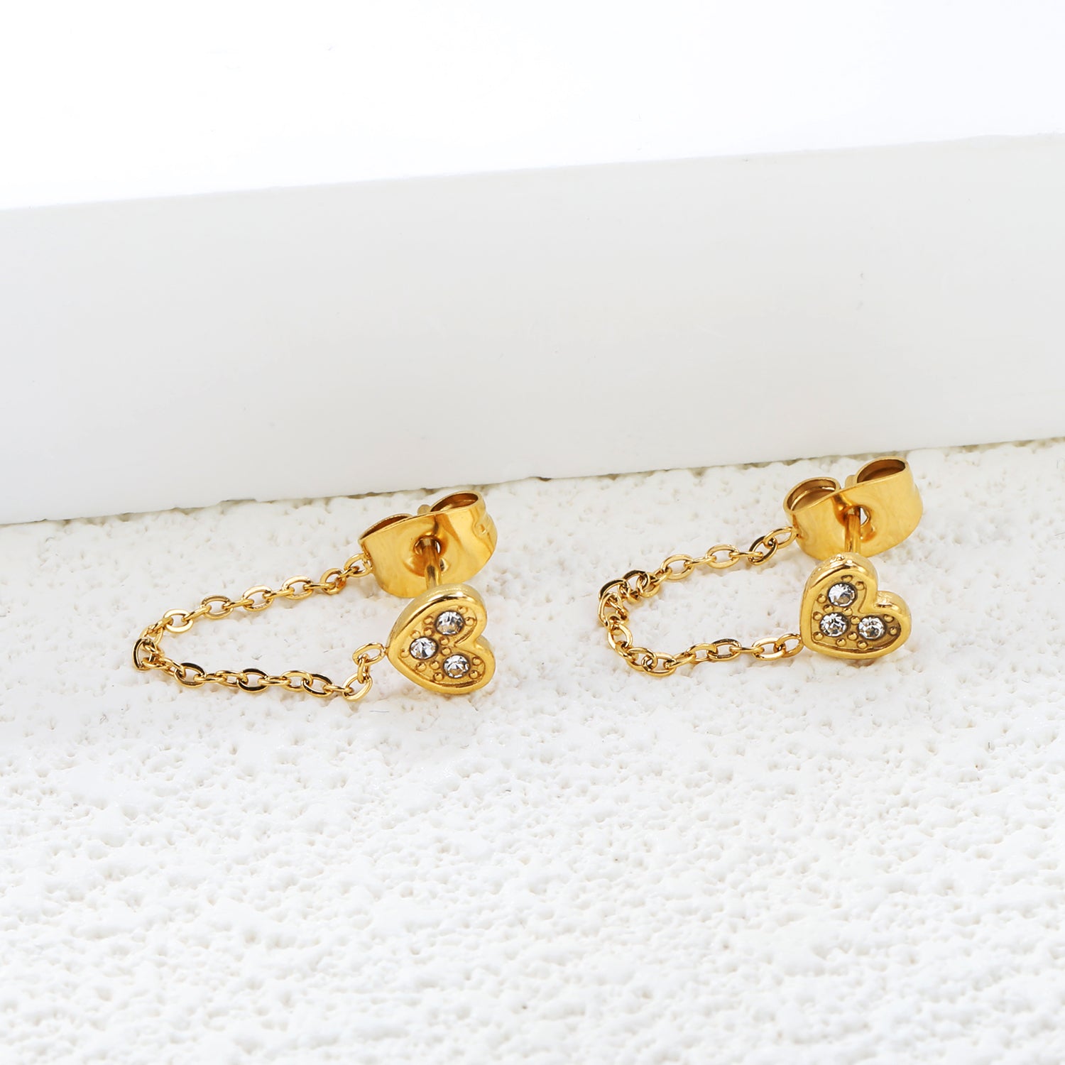 5*5.8mm heart-shaped stick white zirconium/purple drip oil/dark blue drip oil +03 cross chain 30mm accessories earrings gold color asonjewelry