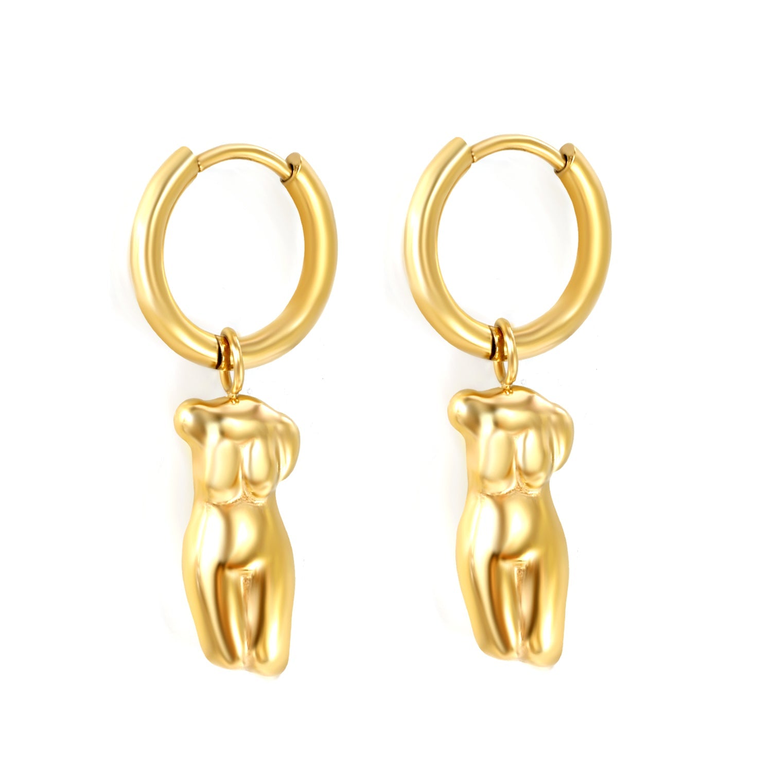 2*10mm Circle with Garment Model Earrings 7.4*17.6mm Steel/Golden asonjewelry