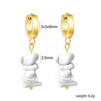 W3*Thick2*ID9mm Spherical Earrings + 2.5cm Imitation Turquoise/White Turquoise/Light Amethyst/Amethyst/Pink Crystals/Larimarite Earrings Gold Color asonjewelry