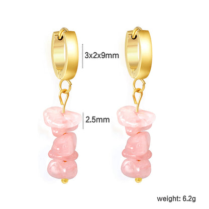 W3*Thick2*ID9mm Spherical Earrings + 2.5cm Imitation Turquoise/White Turquoise/Light Amethyst/Amethyst/Pink Crystals/Larimarite Earrings Gold Color asonjewelry
