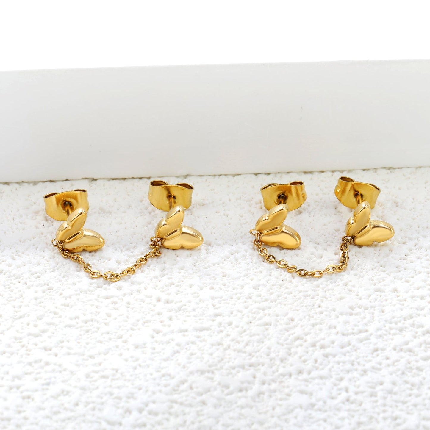 6.7*5.6mm Butterfly+03 Cross Chain 30mm Accessories Earrings Gold color asonjewelry