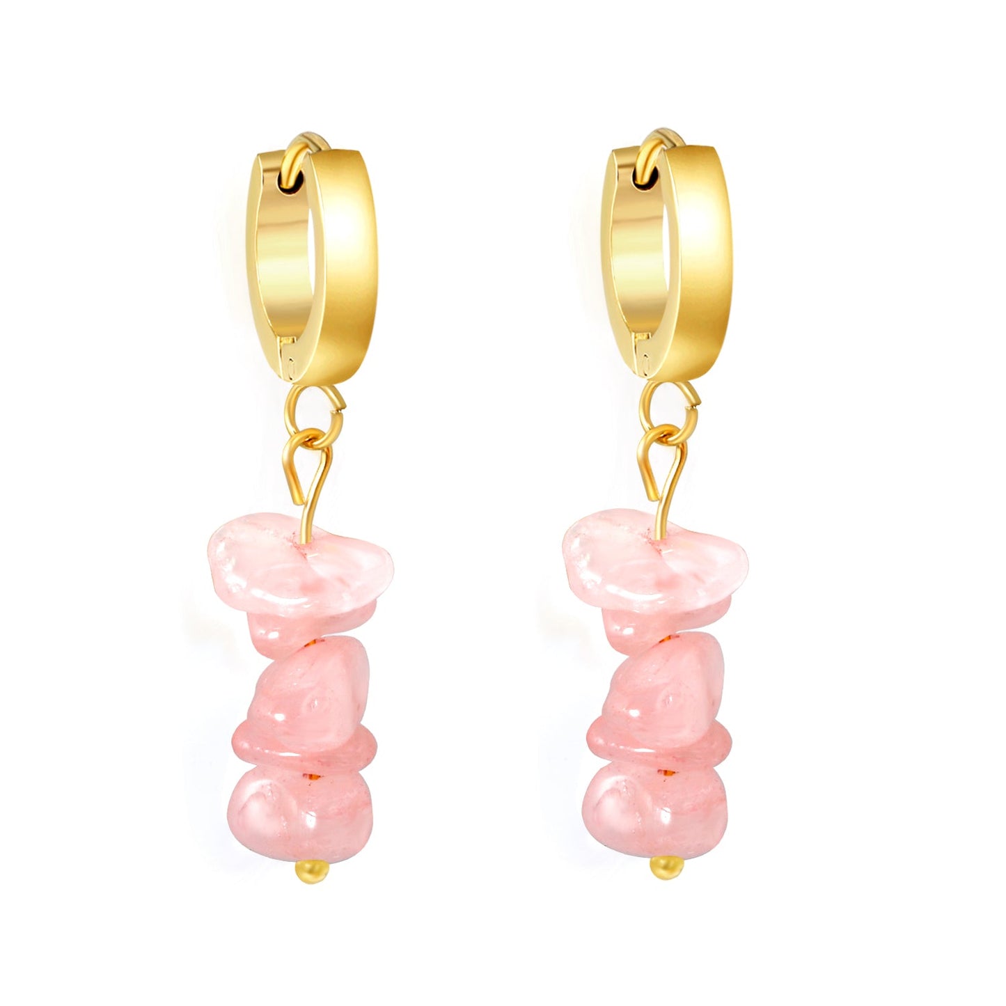 W3*Thick2*ID9mm Spherical Earrings + 2.5cm Imitation Turquoise/White Turquoise/Light Amethyst/Amethyst/Pink Crystals/Larimarite Earrings Gold Color asonjewelry