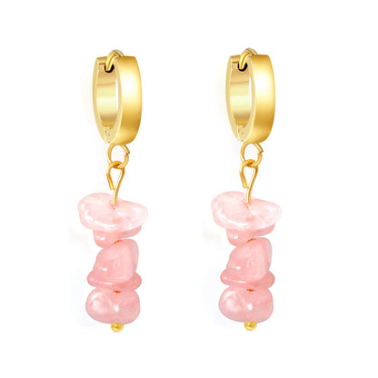 W3*Thick2*ID9mm Spherical Earrings + 2.5cm Imitation Turquoise/White Turquoise/Light Amethyst/Amethyst/Pink Crystals/Larimarite Earrings Gold Color asonjewelry