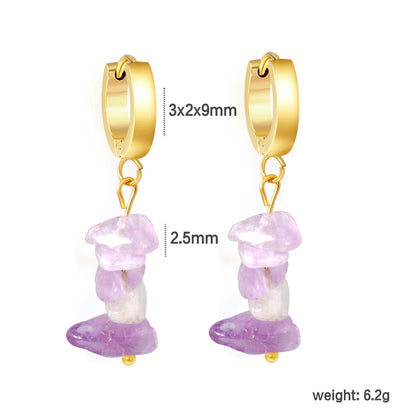 W3*Thick2*ID9mm Spherical Earrings + 2.5cm Imitation Turquoise/White Turquoise/Light Amethyst/Amethyst/Pink Crystals/Larimarite Earrings Gold Color asonjewelry