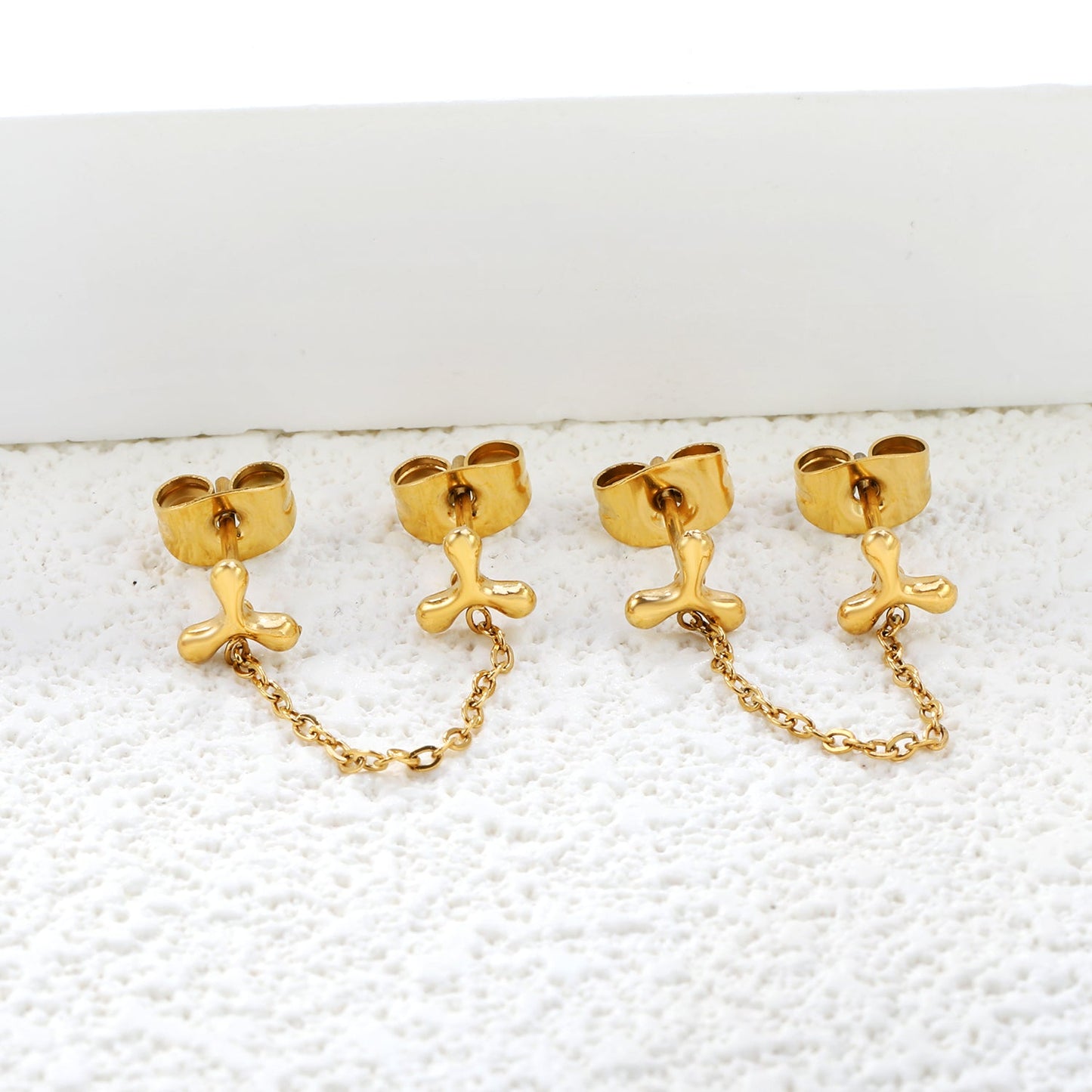 5.8mm Triangle Boomerang+03 Cross Chain 30mm Accessories Earrings Golden asonjewelry