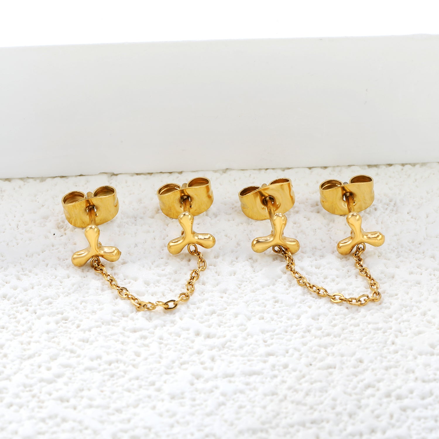 5.8mm Triangle Boomerang+03 Cross Chain 30mm Accessories Earrings Golden asonjewelry