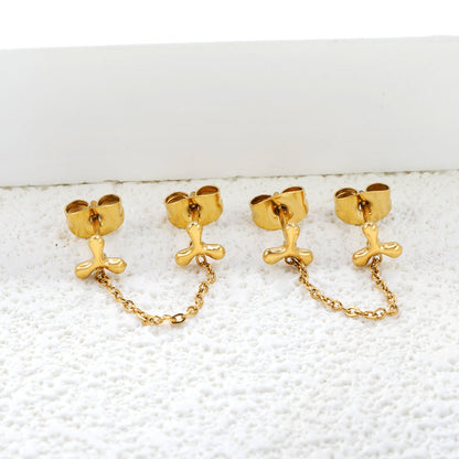 5.8mm Triangle Boomerang+03 Cross Chain 30mm Accessories Earrings Golden asonjewelry