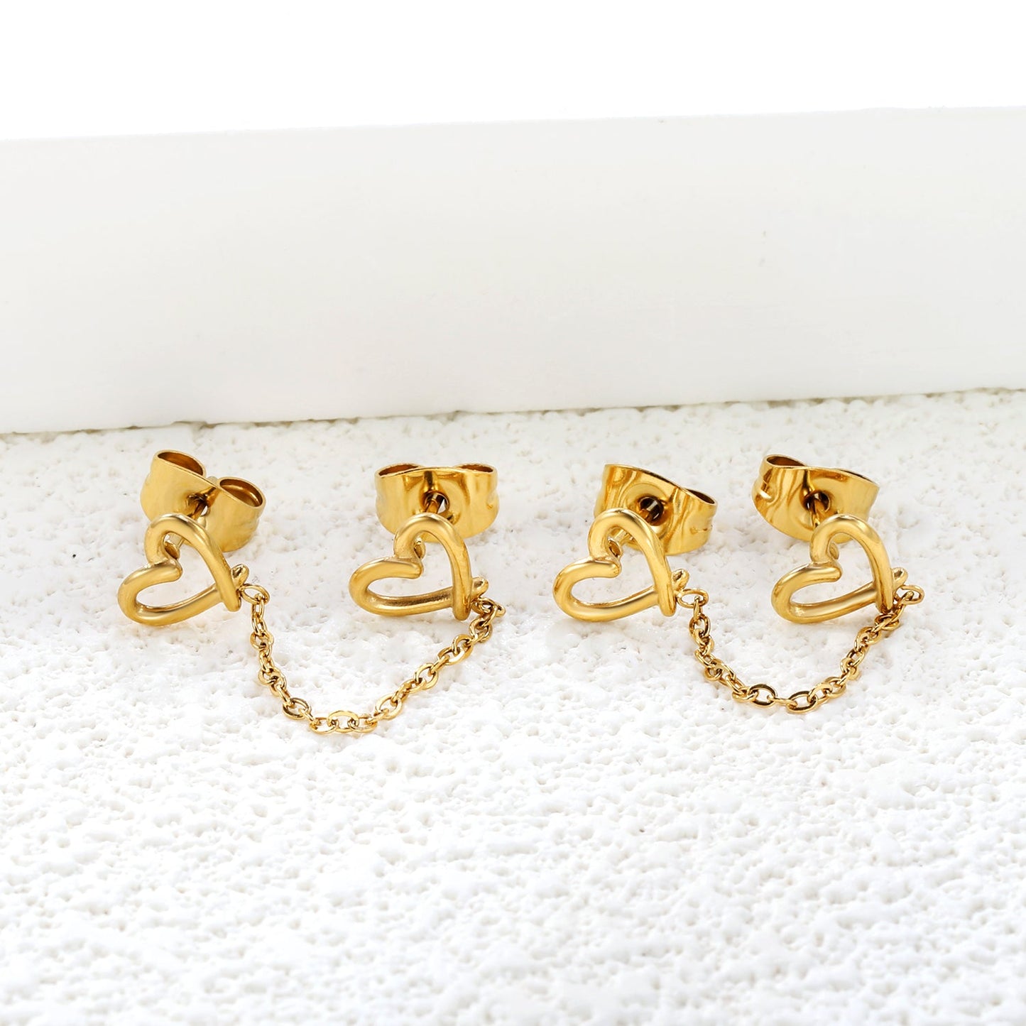 7*6.2mm heart circle+03 cross chain 30mm accessories Earrings Gold color asonjewelry