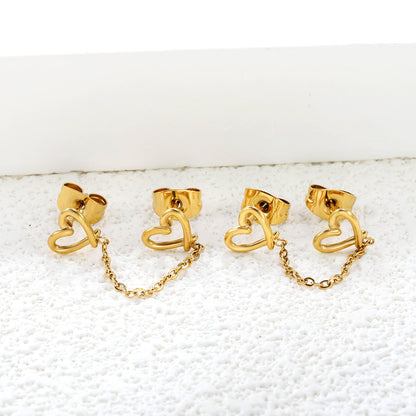 7*6.2mm heart circle+03 cross chain 30mm accessories Earrings Gold color asonjewelry