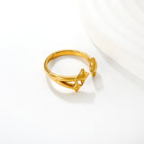 13mm high, three lucky stars, open ring, steel/ golden color, #7