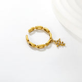 3.1mm high star/eye/heart-shaped/CNC white zircon cross pendant with white diamonds, open ring, gold #7