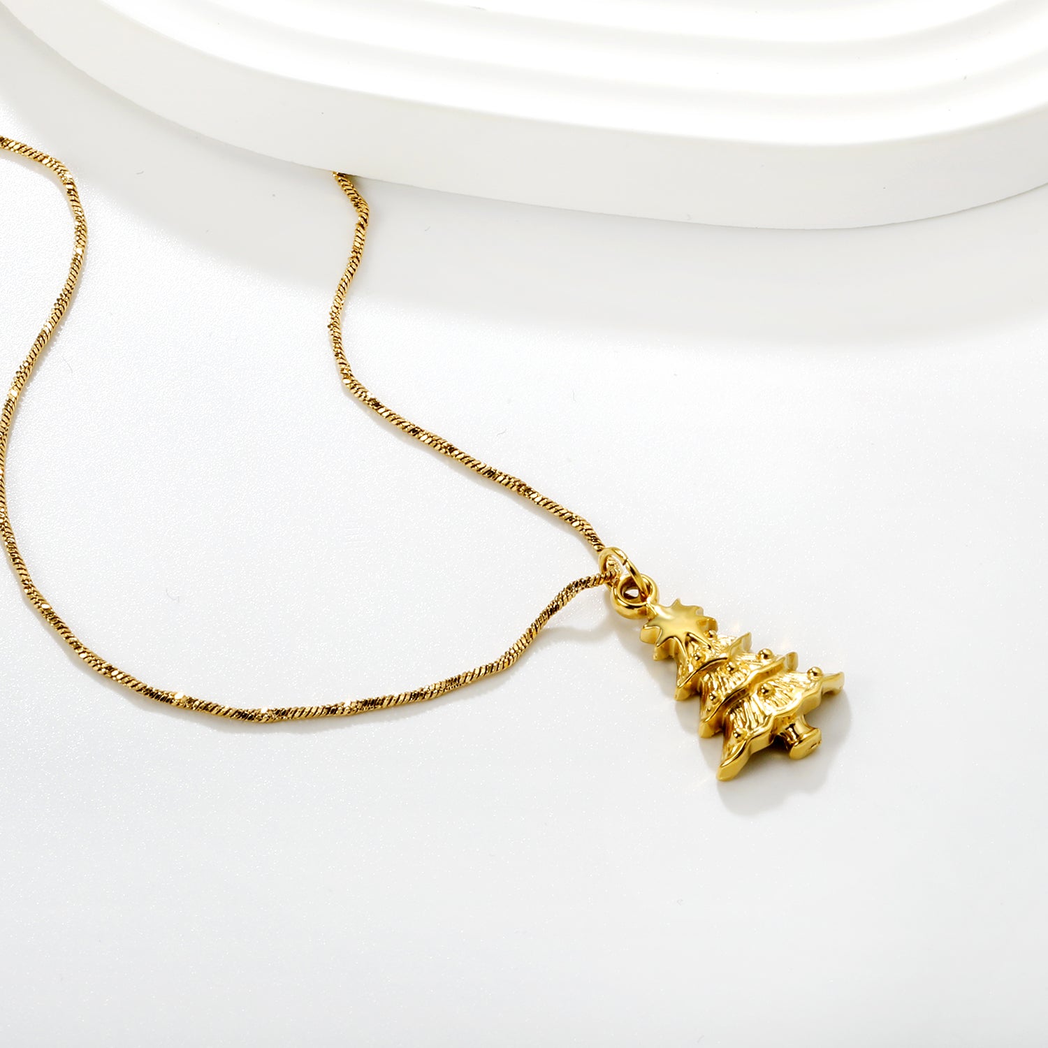 13.2*18mm Christmas Tree 0.9 Twisted Square Snake Chain 45+5cm + 6mm Round Tail Tag asonjewelry