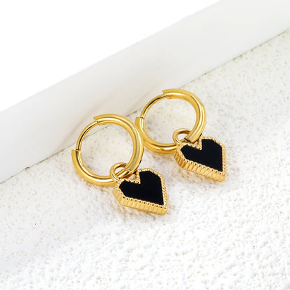 2*10mm I.D. earrings with 12.2*10.4mm heart shaped sticky white/black/red shell fittings Gold color asonjewelry