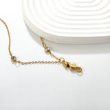 7.6*18mm sea horse pendant with double round diamonds, 0.4 cross chain, 45+5cm+6mm round tail tag, necklace, gold