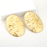 46.2*66.4mm shield textured face earrings gold color