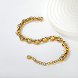 10.5*8.4mm series heart-shaped pendant 17+5cm+6mm round tail brand bracelet, steel color, gold color