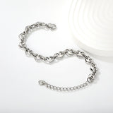 10.5*8.4mm series heart-shaped pendant 17+5cm+6mm round tail brand bracelet, steel color, gold color
